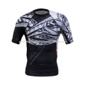 White printed design polyester spandex rash guard